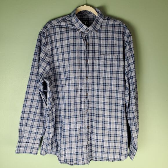 Johnnie-O Top Shelf Mens Blue Plaid Button Up Vardy Shirt Size XXLarge Wake